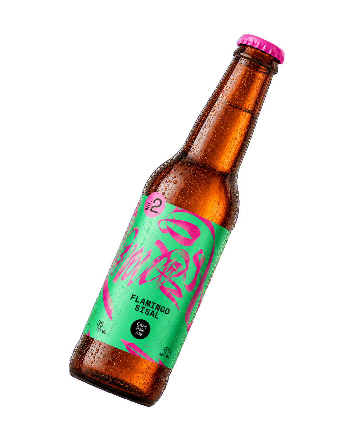 Botella Flamingo Sisal inclinada sirviendo